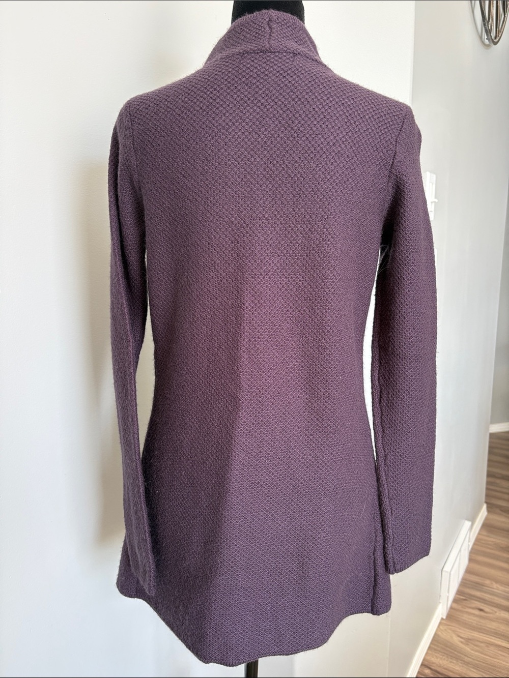 mercer & madison Wool blend Plum Textured Open-Front Cardigan - Picture 5 of 6